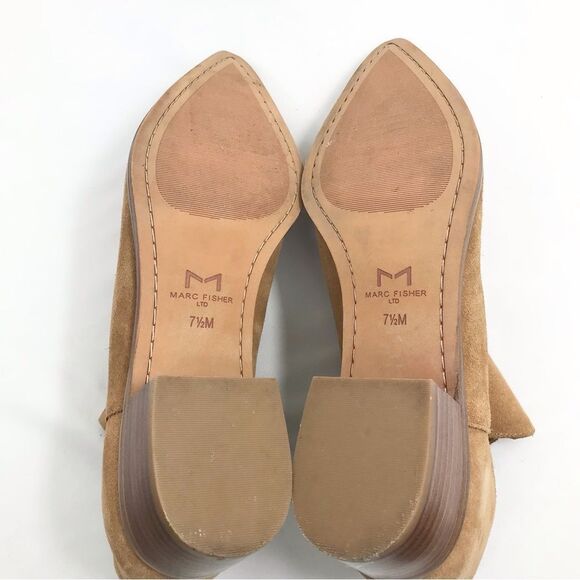 Marc Fisher YILDA Camel Brown Suede Leather Side Cutout Slip On Bootie - Picture 14 of 16